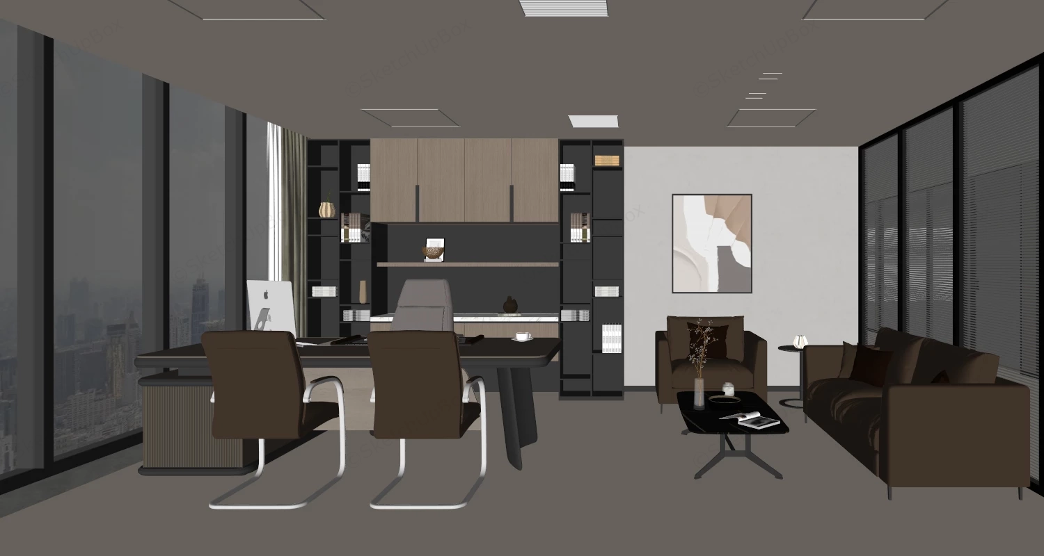 Modern Luxury Executive Office Suite sketchup model preview - SketchupBox