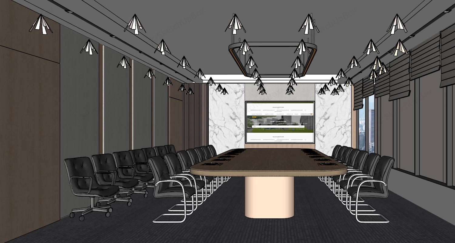 Modern Corporate Boardroom sketchup model preview - SketchupBox