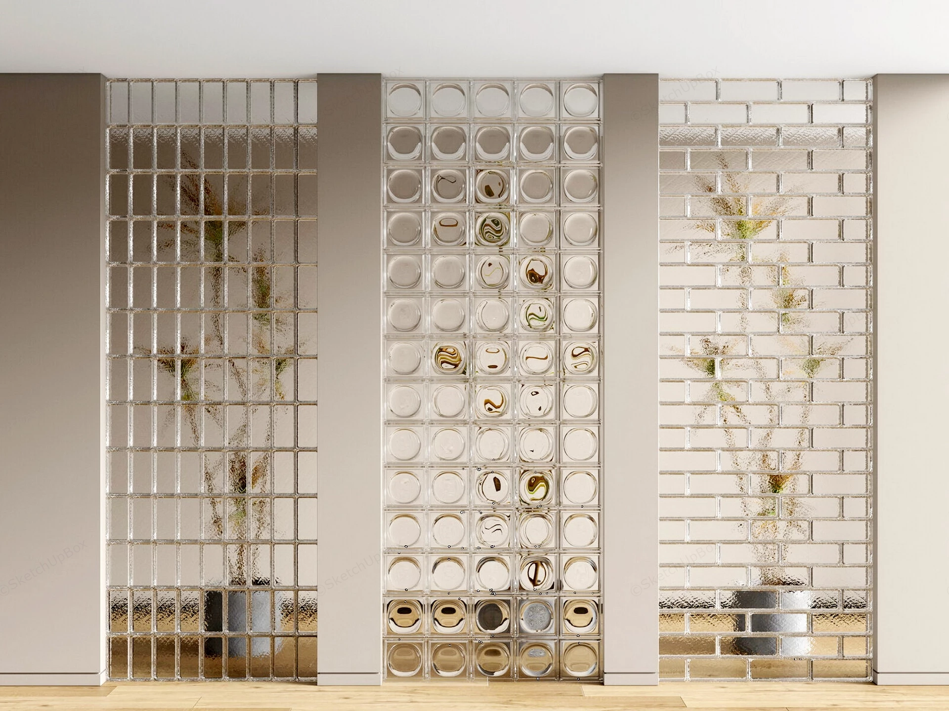 Modern Glass Block Partitions sketchup model preview - SketchupBox