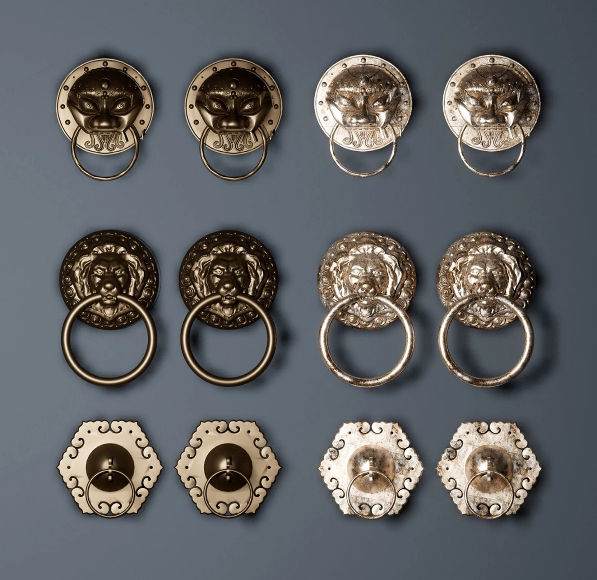 Ornate Metal Door Knockers sketchup model preview - SketchupBox