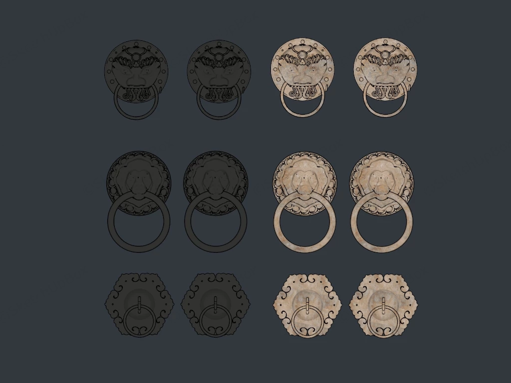 Ornate Metal Door Knockers sketchup model preview - SketchupBox