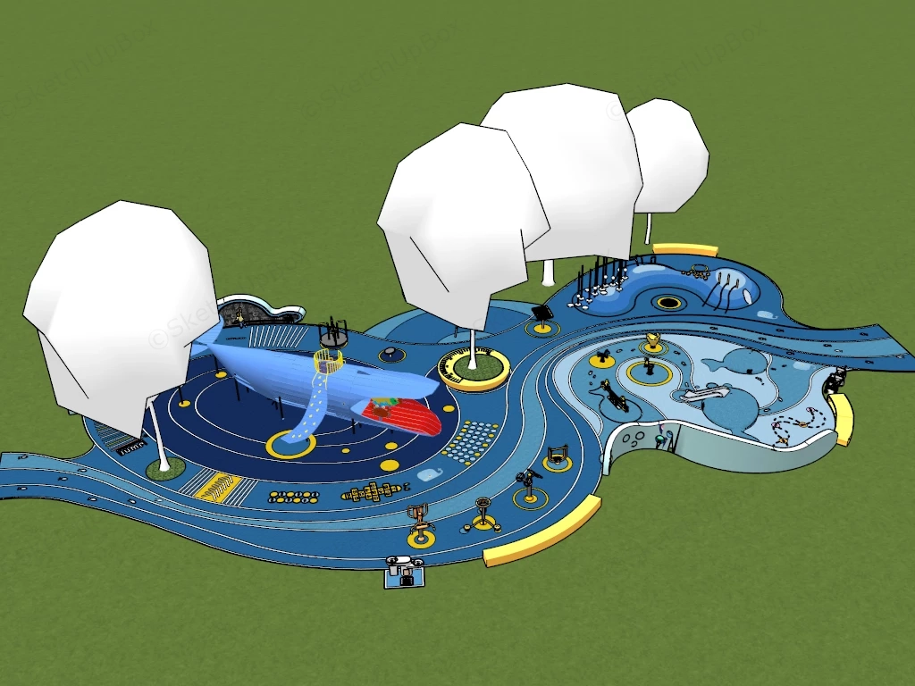 Blue Whale Themed Childrens Playground sketchup model preview - SketchupBox