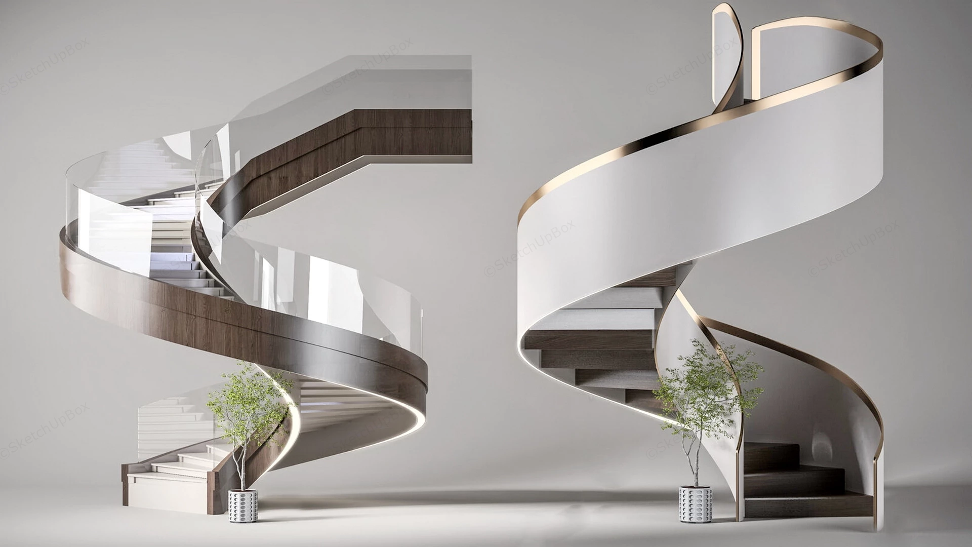 Modern Spiral Staircase sketchup model preview - SketchupBox