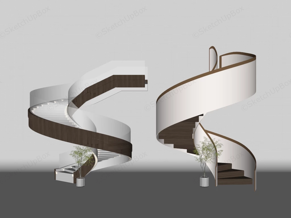 Modern Spiral Staircase sketchup model preview - SketchupBox