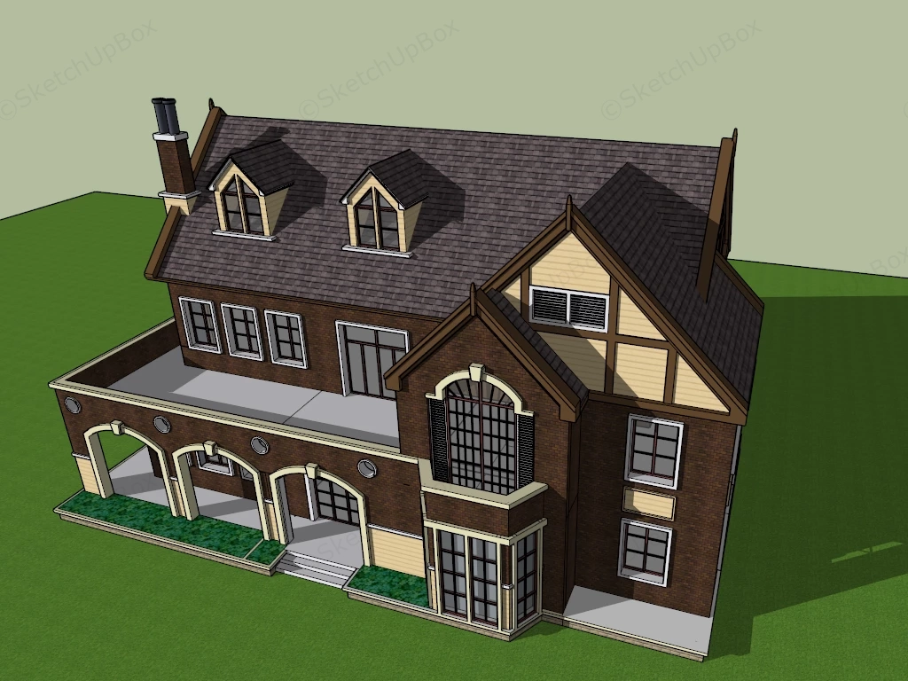 Modern Tudor Style House sketchup model preview - SketchupBox