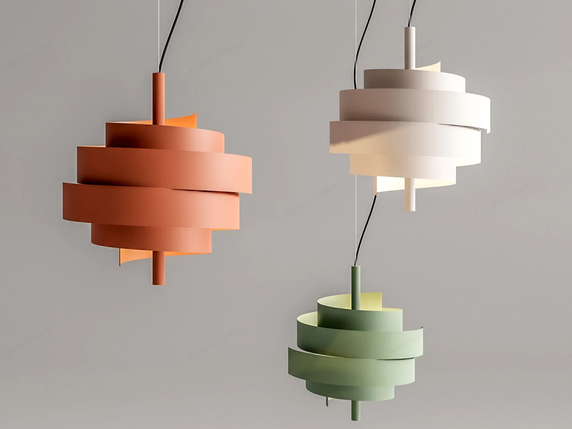 Piola Spiral Pendant Lights sketchup model preview - SketchupBox