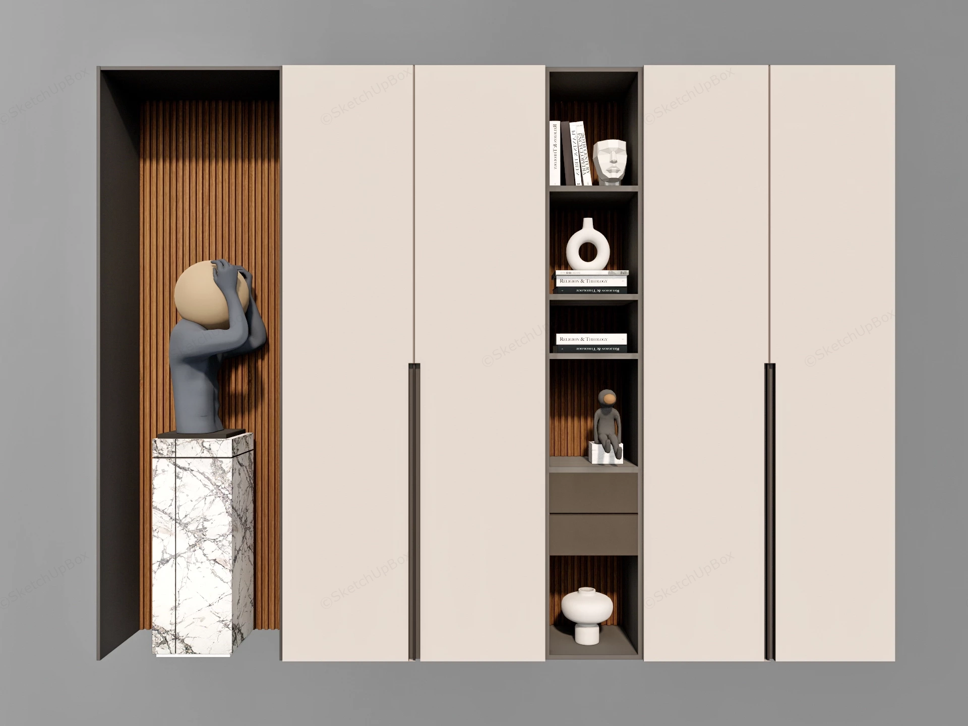 Modern Wardrobe And Display Cabinet Unit sketchup model preview - SketchupBox