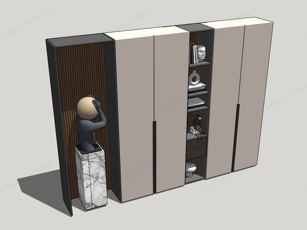 Modern Wardrobe And Display Cabinet Unit sketchup model preview - SketchupBox
