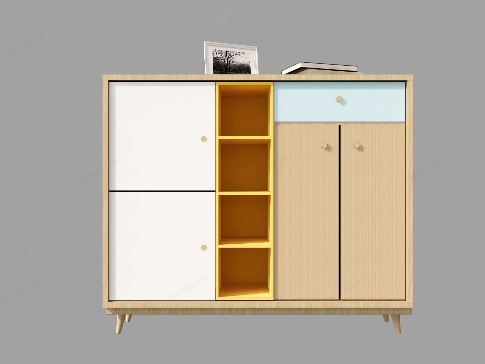 Modern Wooden Sideboard Cabinet sketchup model preview - SketchupBox