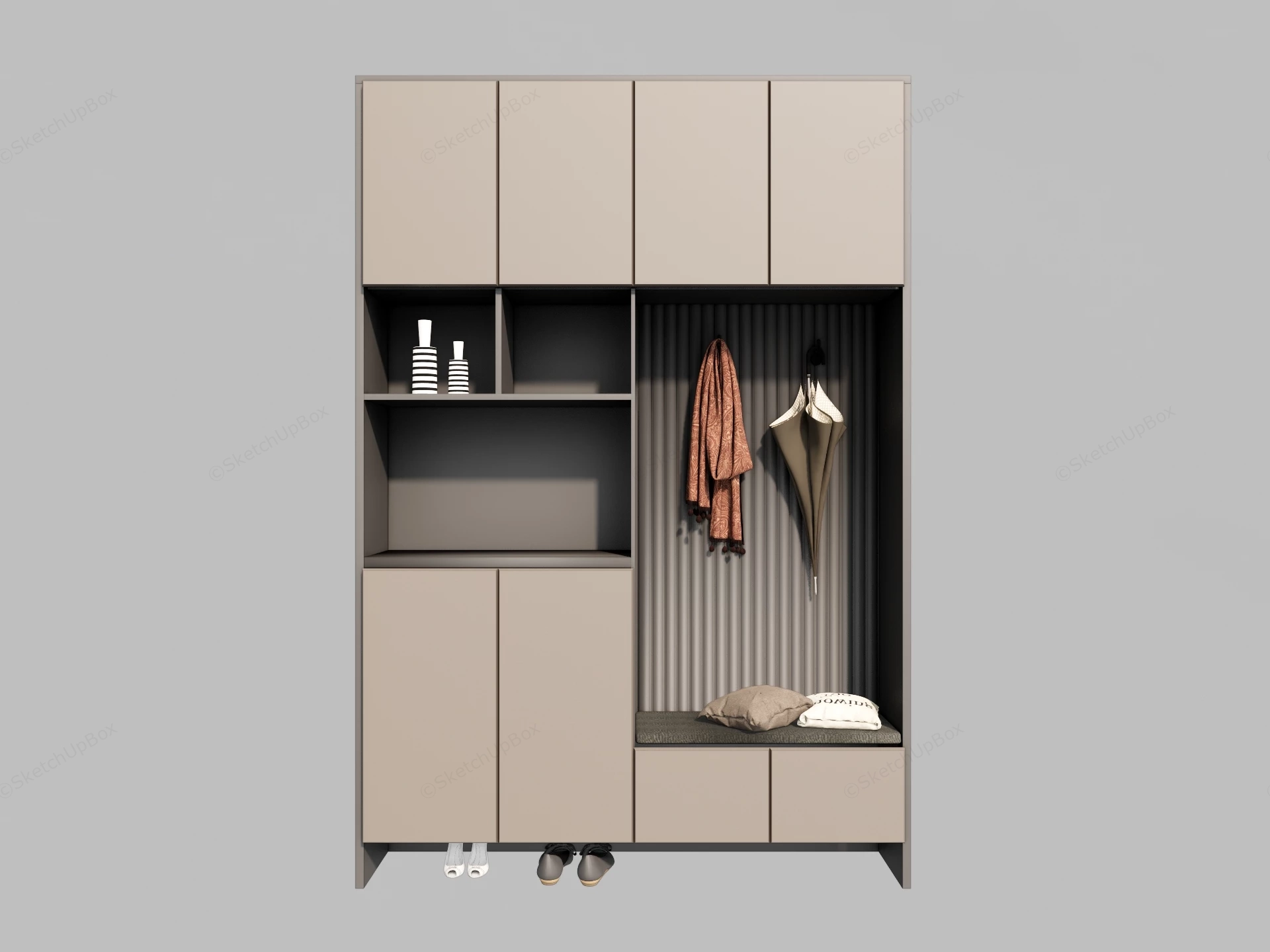 Modern Entryway Mudroom Unit sketchup model preview - SketchupBox