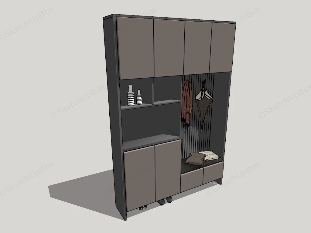 Modern Entryway Mudroom Unit sketchup model preview - SketchupBox