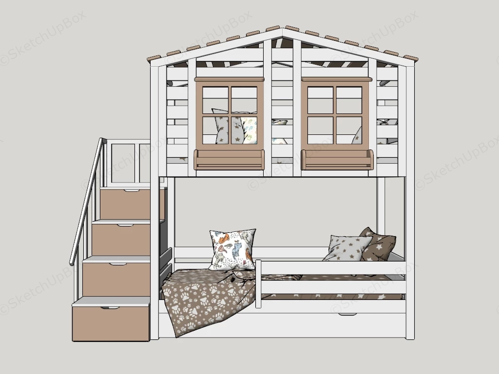 House Shaped Bunk Bed sketchup model preview - SketchupBox