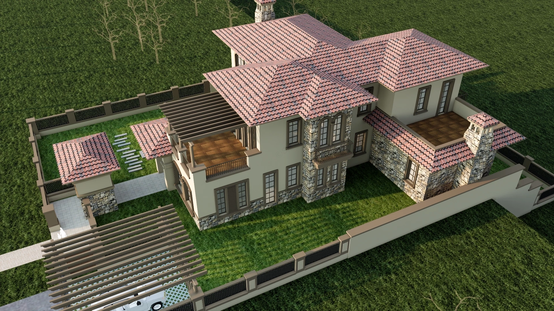 Rustic Luxury Villa sketchup model preview - SketchupBox