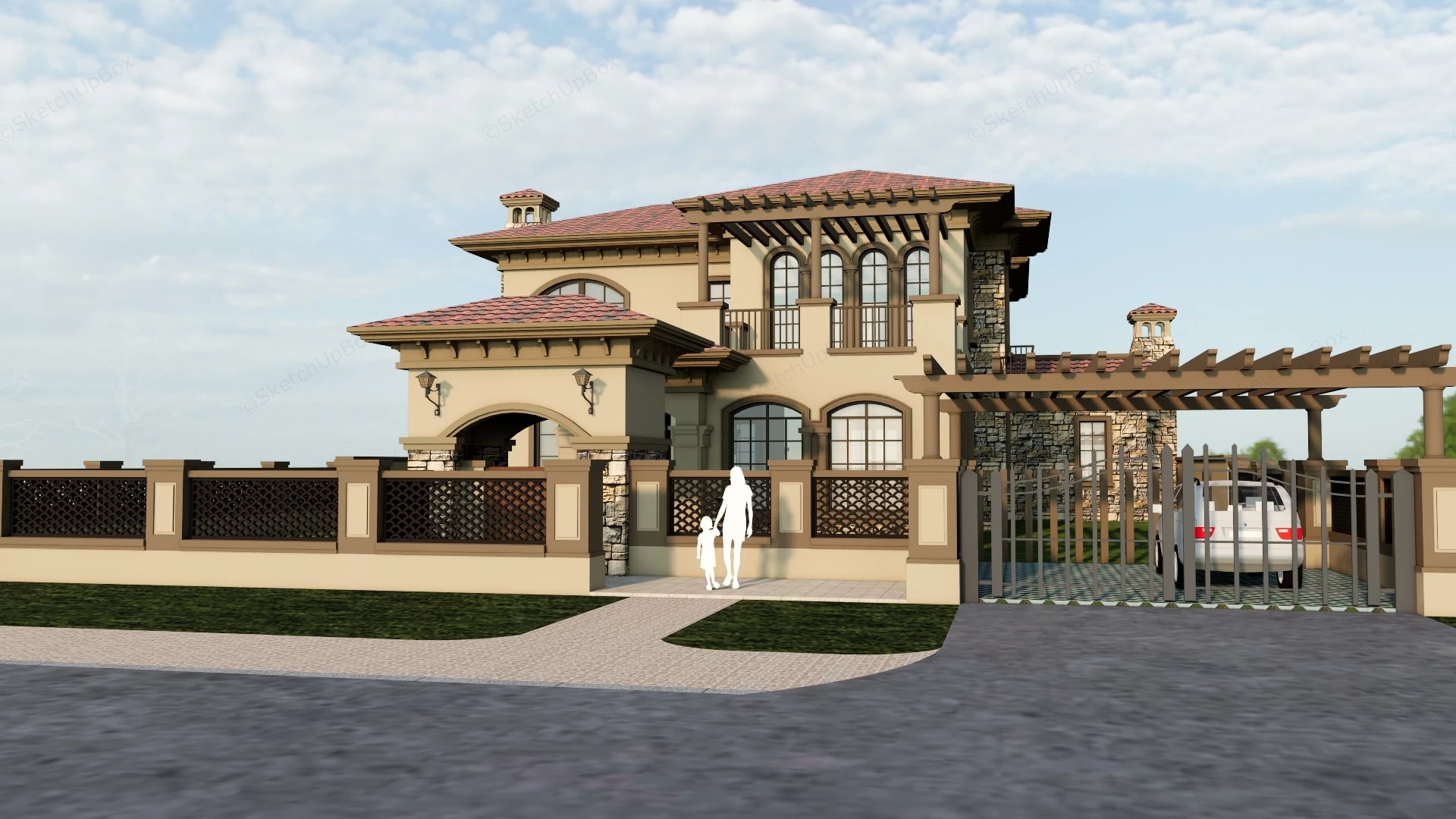 Rustic Luxury Villa sketchup model preview - SketchupBox