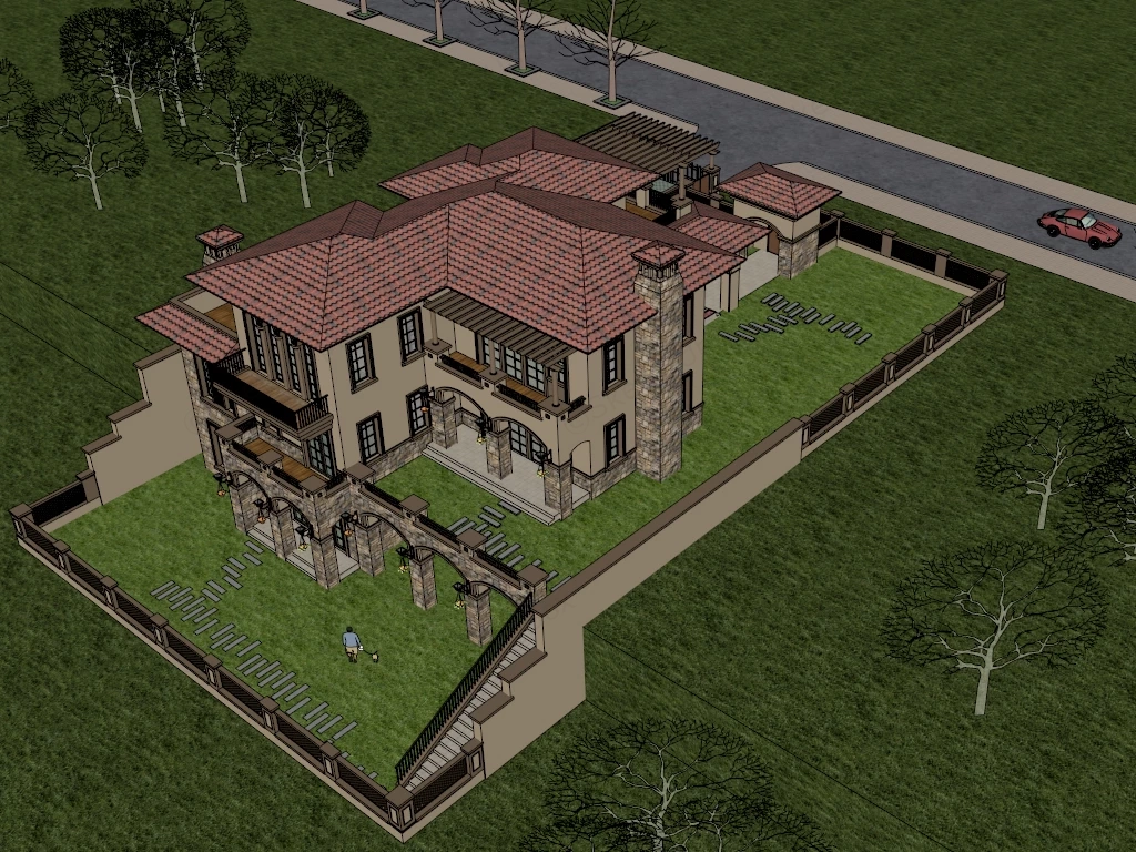 Rustic Luxury Villa sketchup model preview - SketchupBox