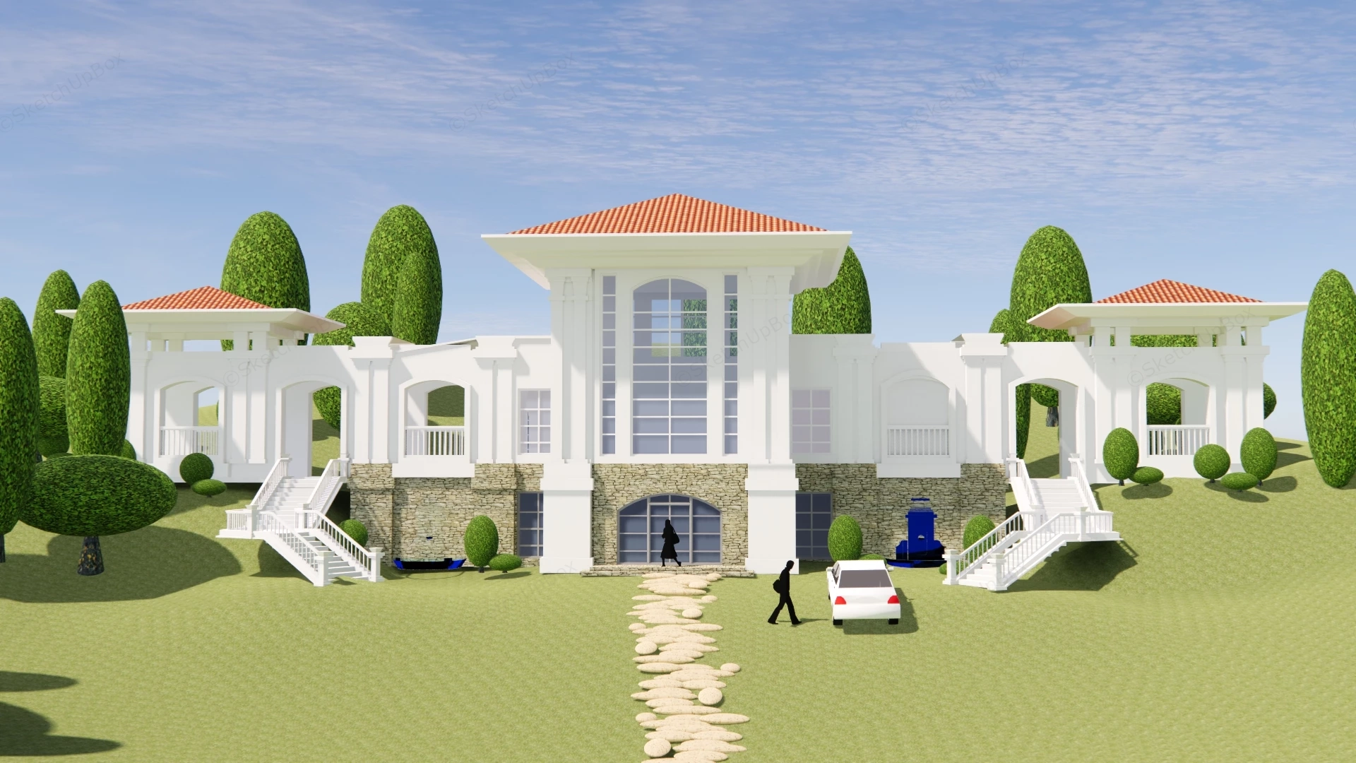 Mediterranean Style Mansion sketchup model preview - SketchupBox