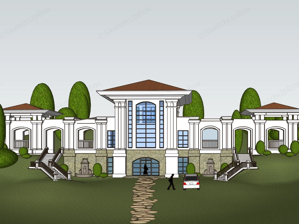Mediterranean Style Mansion sketchup model preview - SketchupBox