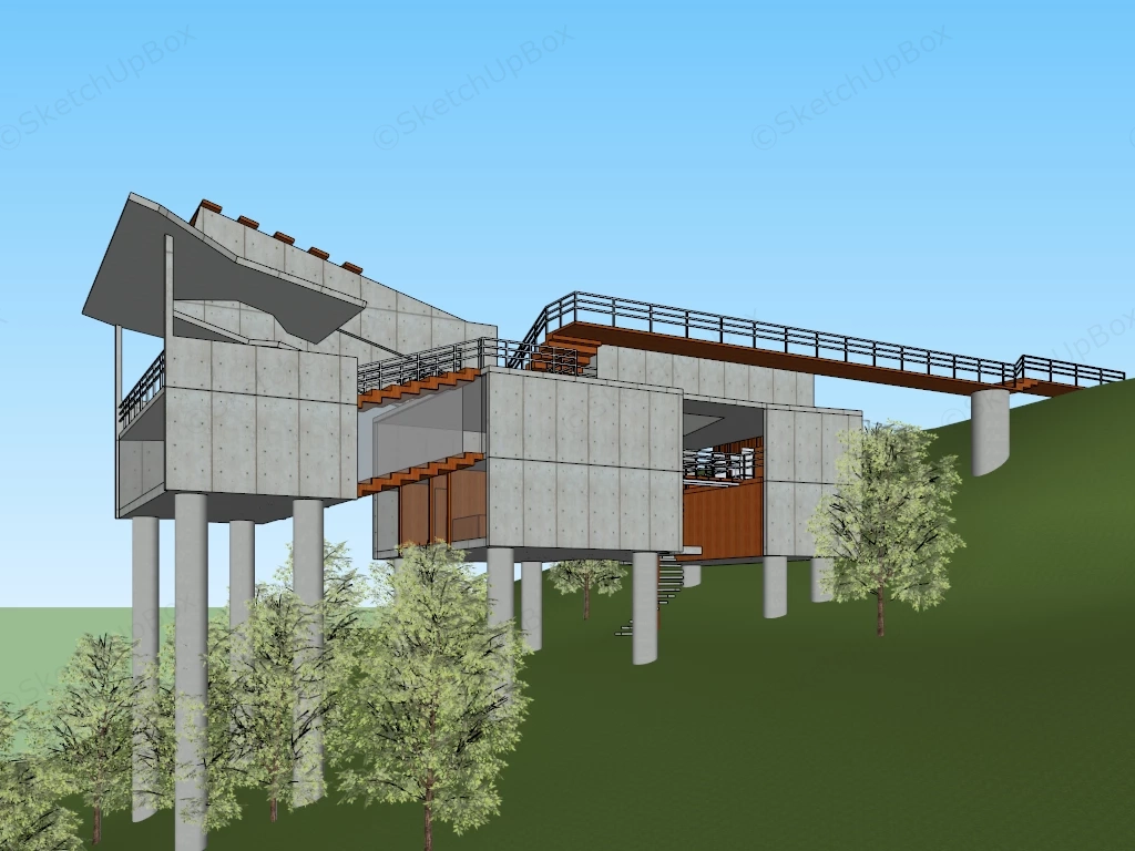 Luxury Villa On Coastal Cliff sketchup model preview - SketchupBox