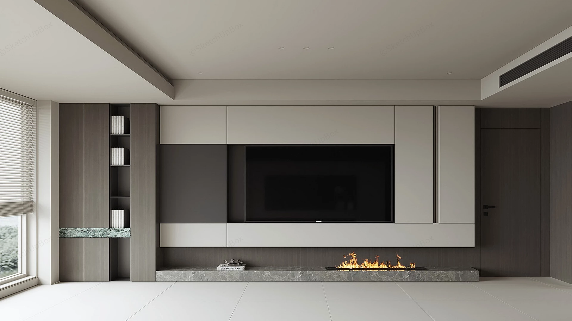 Modern Living Room Media Wall sketchup model preview - SketchupBox