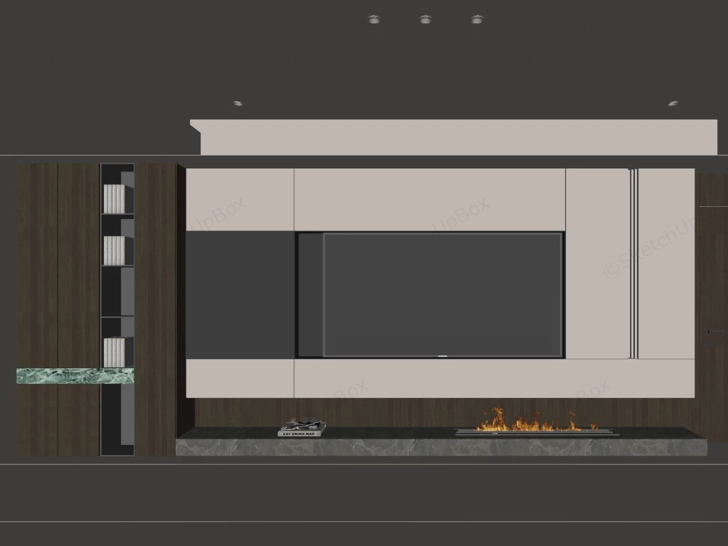 Modern Living Room Media Wall sketchup model preview - SketchupBox