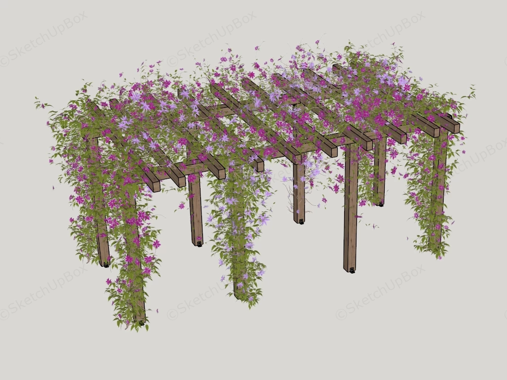 Romantic Garden Pergola With Blooming Vines sketchup model preview - SketchupBox