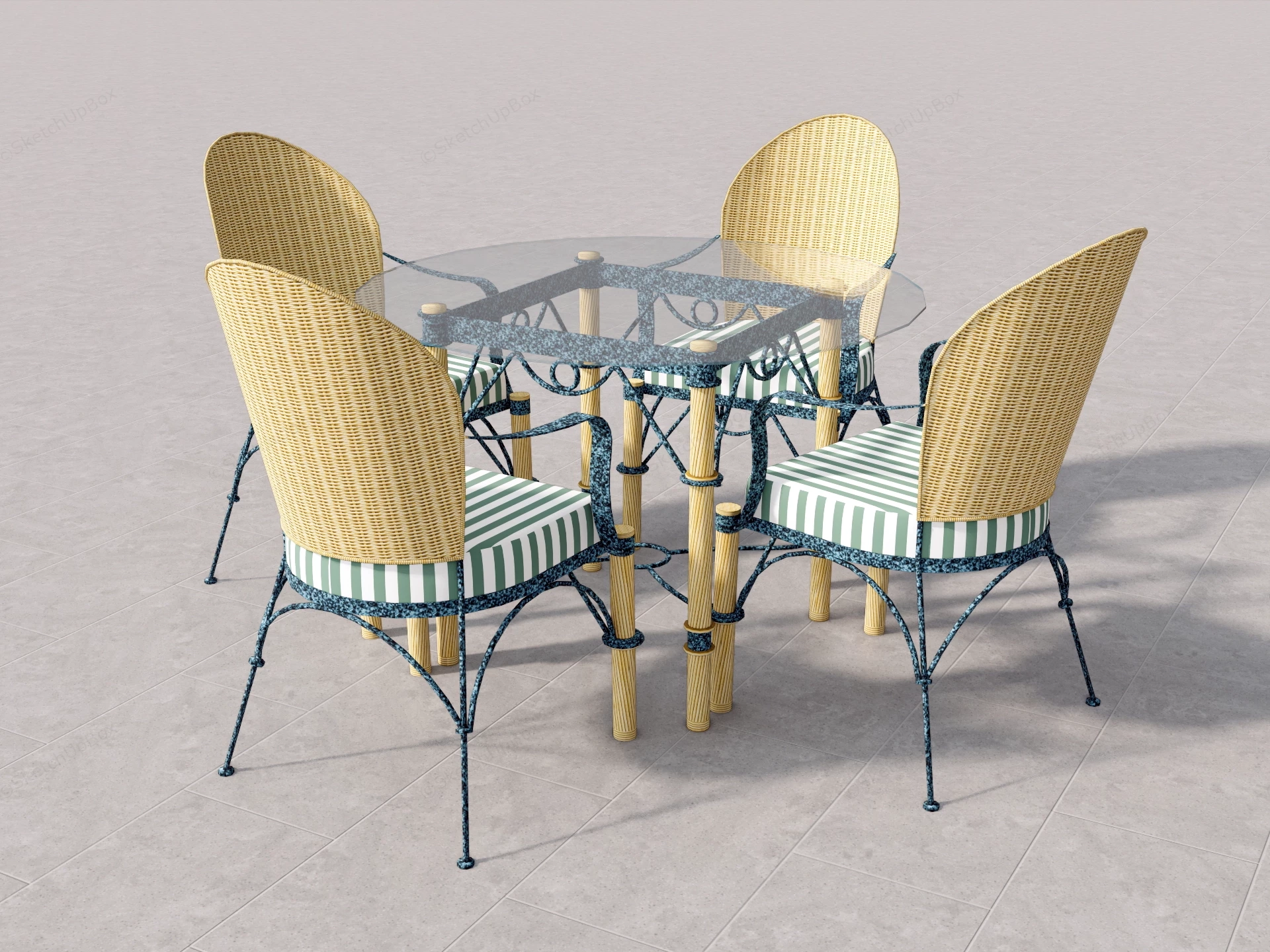 Outdoor Patio Dining Set sketchup model preview - SketchupBox