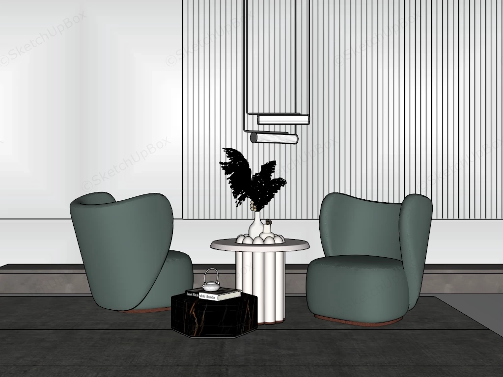 Accent Chair And Table Sets sketchup model preview - SketchupBox
