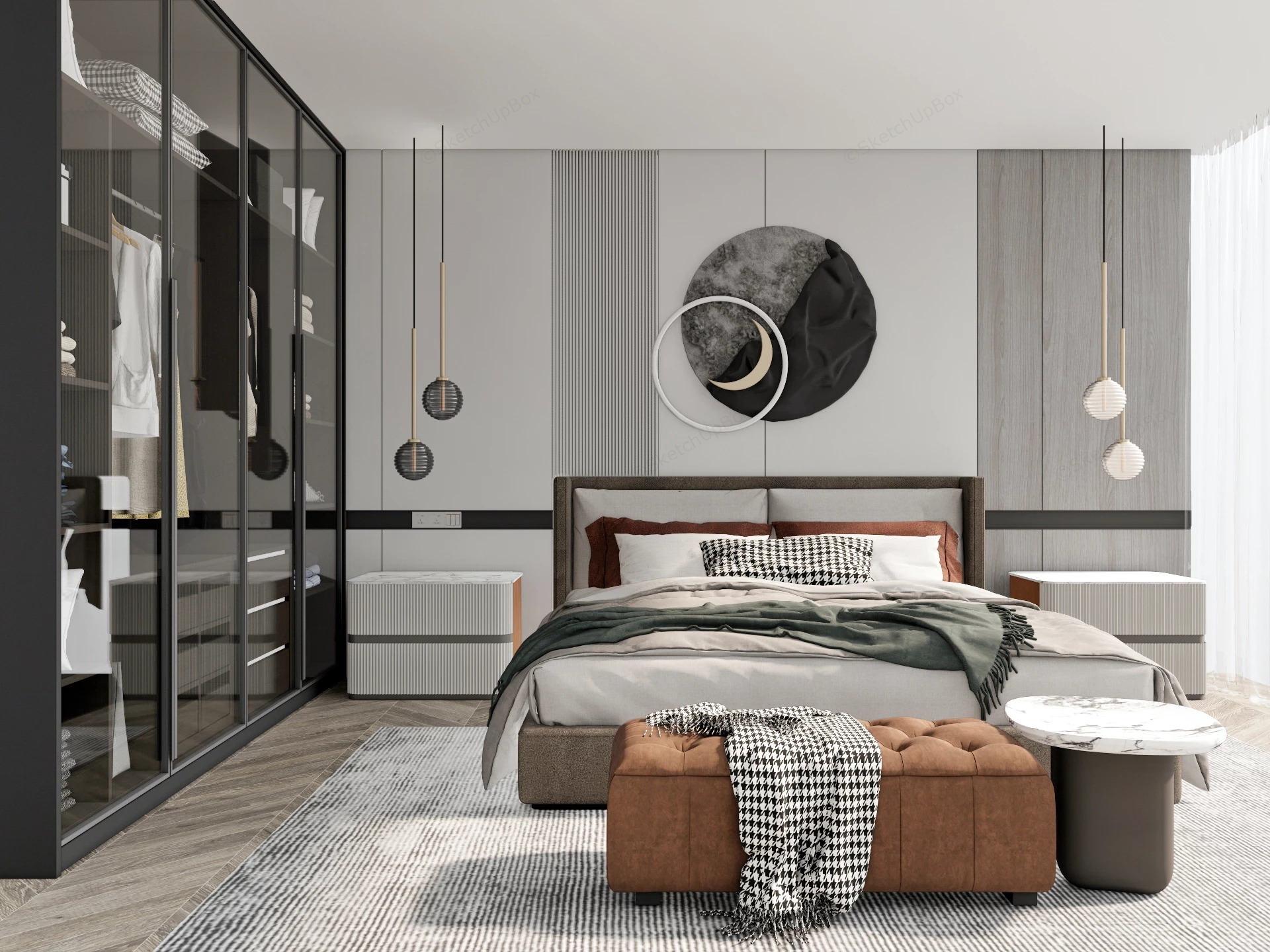 Modern Master Bedroom Furniture Sets sketchup model preview - SketchupBox