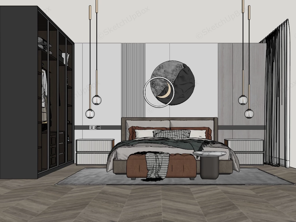 Modern Master Bedroom Furniture Sets sketchup model preview - SketchupBox