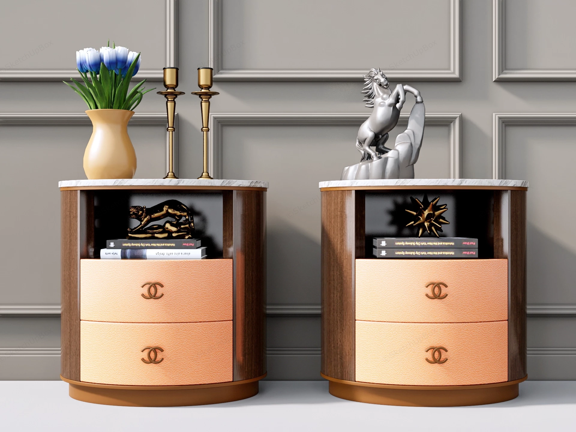 Luxury Neoclassical Nightstands sketchup model preview - SketchupBox