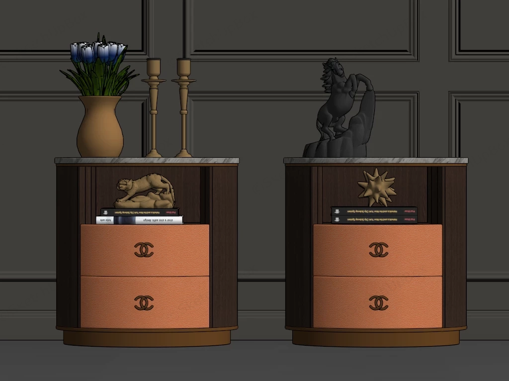 Luxury Neoclassical Nightstands sketchup model preview - SketchupBox