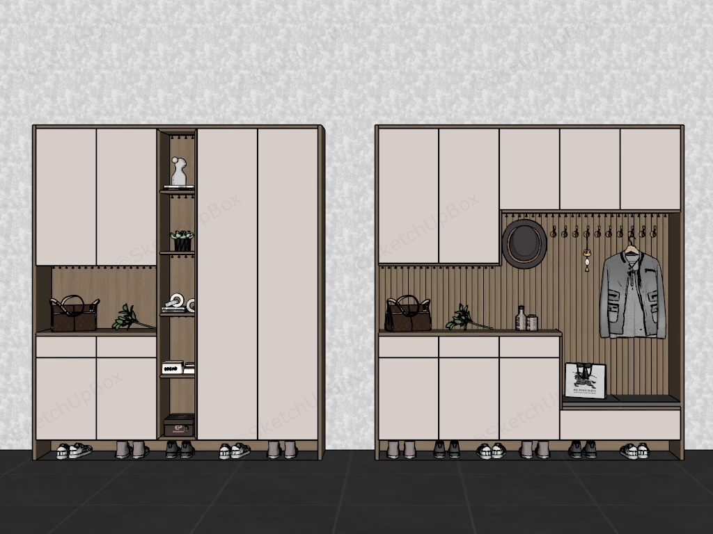 Modern Entryway Mudroom Storage System sketchup model preview - SketchupBox