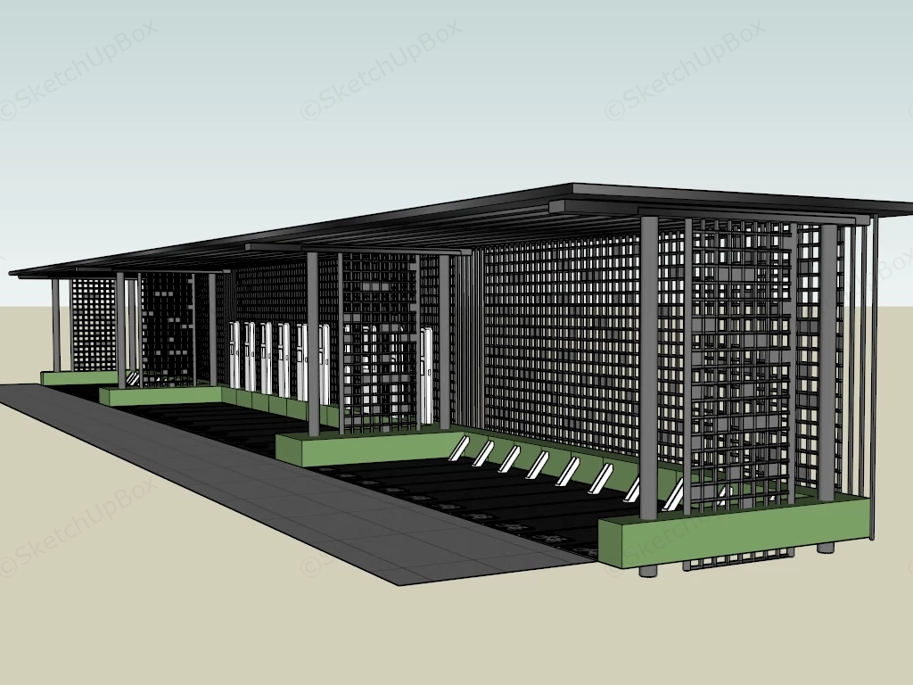 Modern Covered Bike Parking Shelter sketchup model preview - SketchupBox