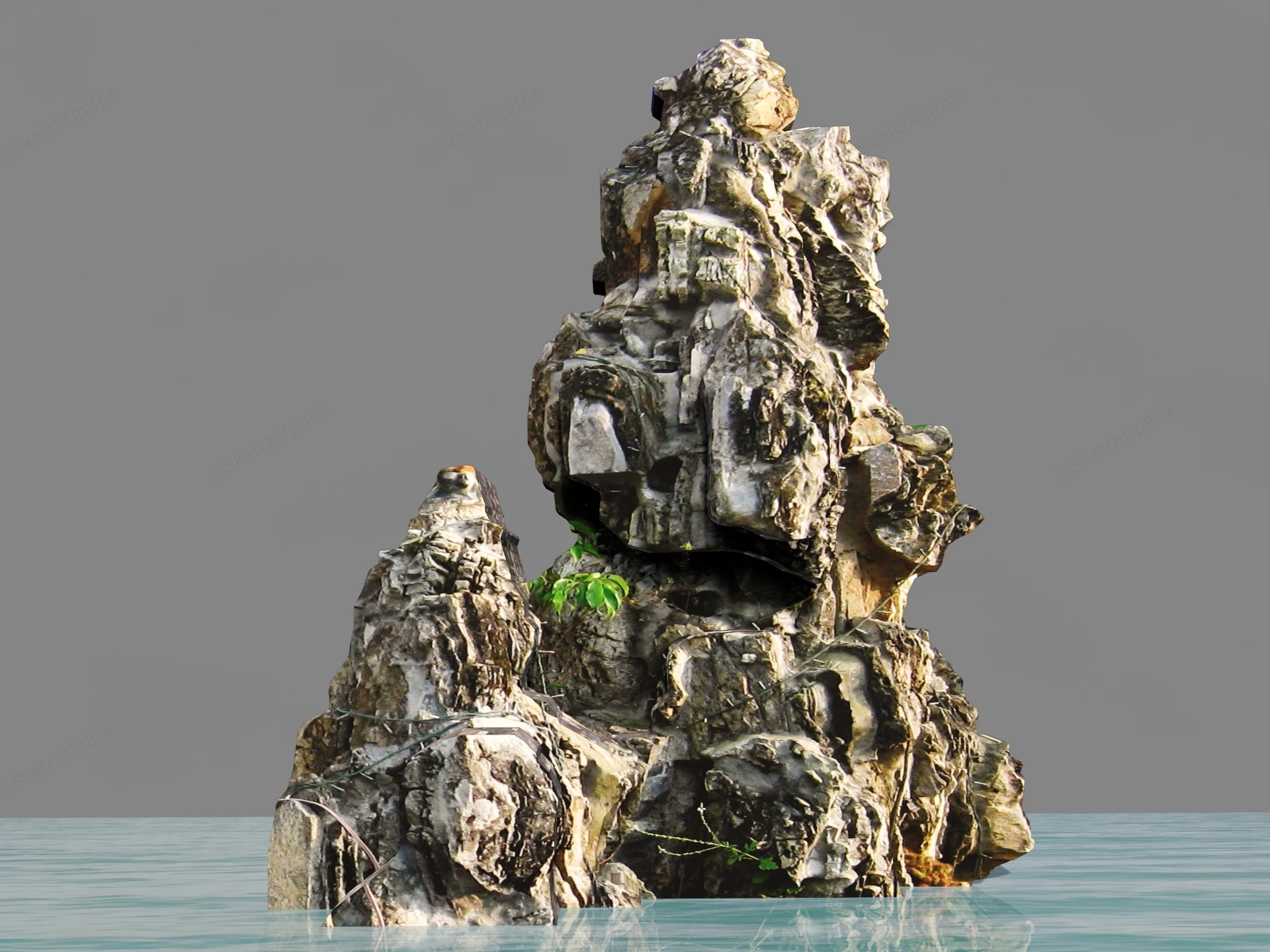 Chinese Style Rock Garden Sculpture sketchup model preview - SketchupBox