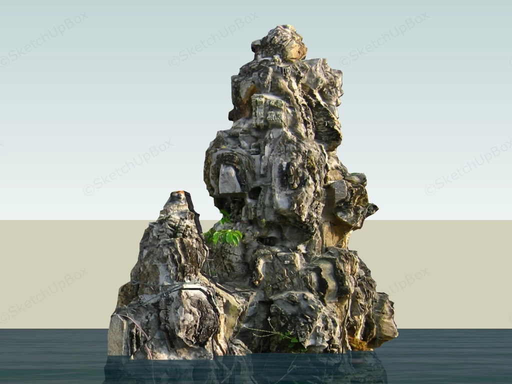 Chinese Style Rock Garden Sculpture sketchup model preview - SketchupBox