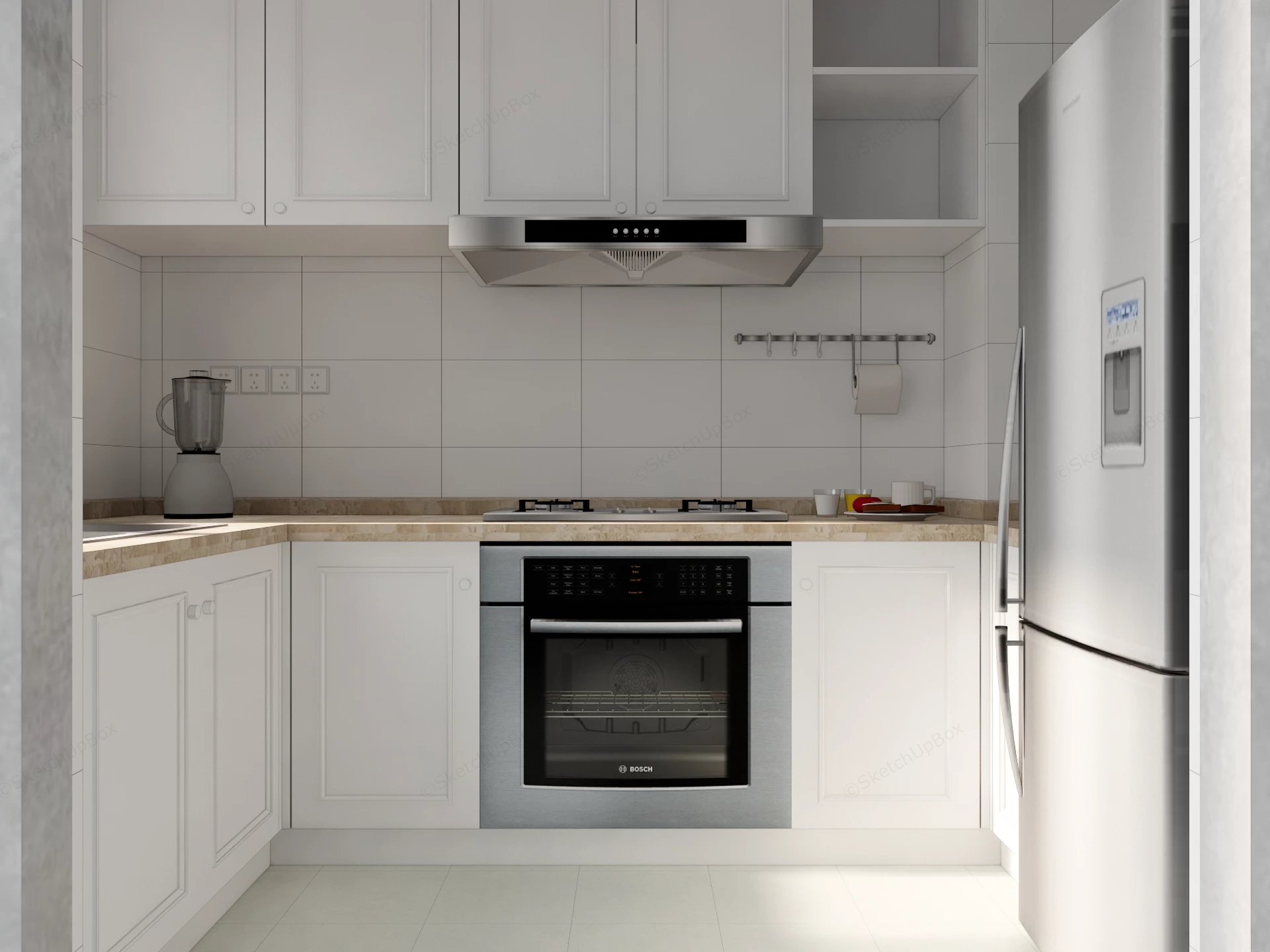 Small Efficiently Arranged U Shaped Kitchen sketchup model preview - SketchupBox
