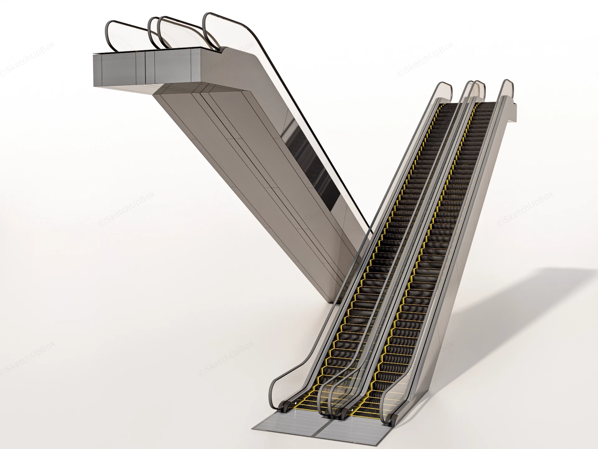 Dual Commercial Escalator System sketchup model preview - SketchupBox