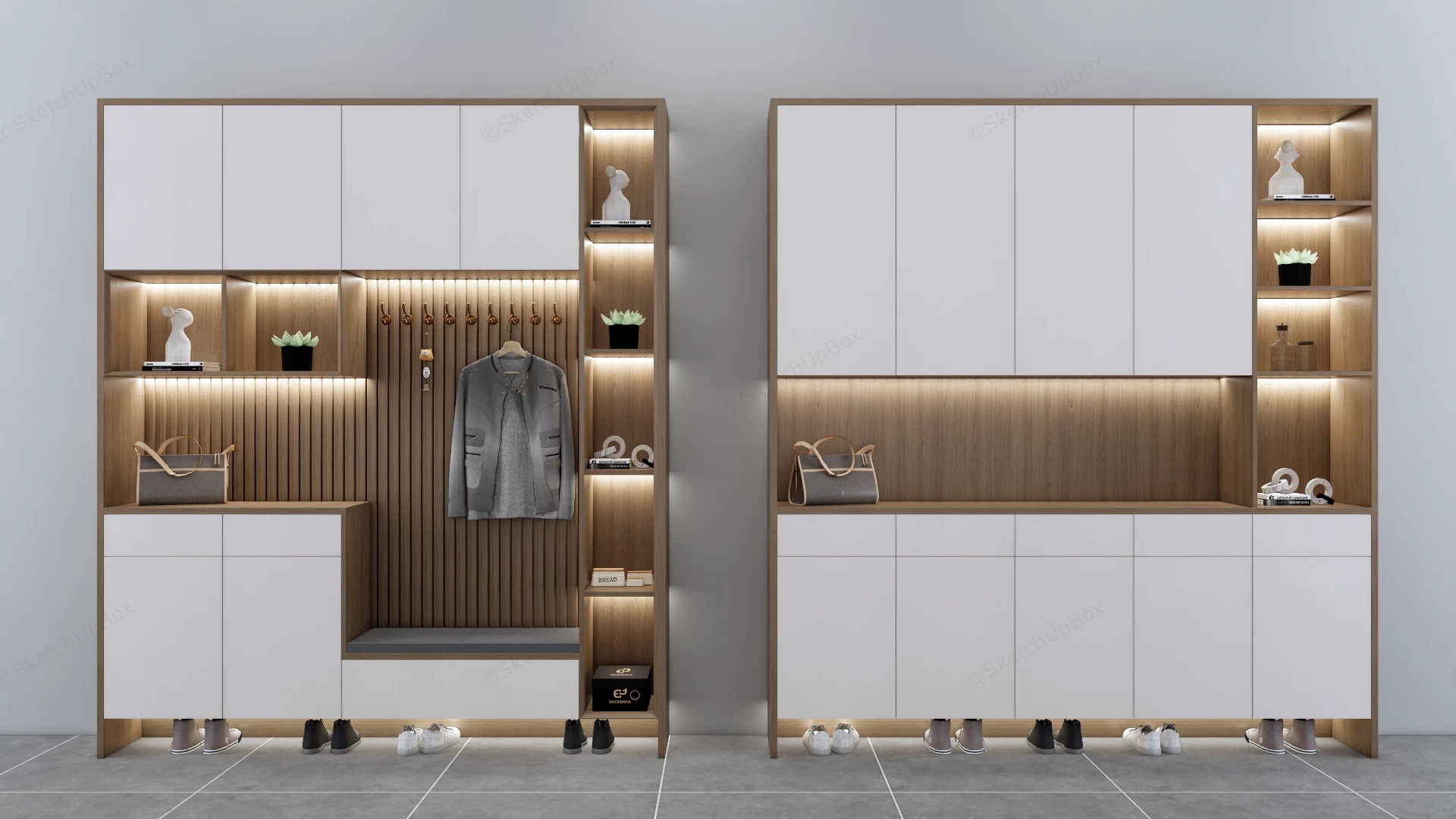 Minimalist Entryway Mudroom And Shoe Cabinets sketchup model preview - SketchupBox