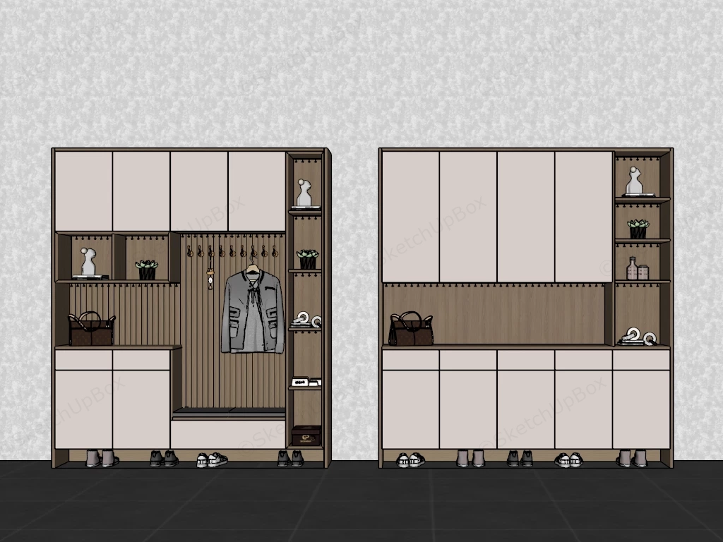 Minimalist Entryway Mudroom And Shoe Cabinets sketchup model preview - SketchupBox
