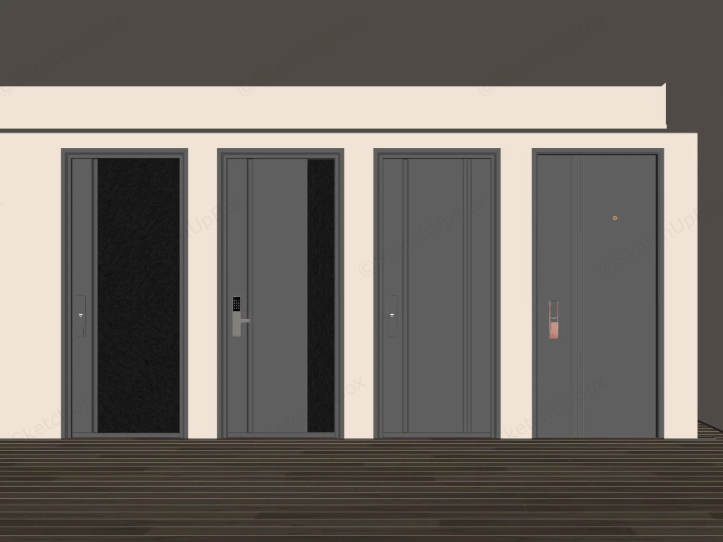 Modern Steel Security Entry Doors sketchup model preview - SketchupBox