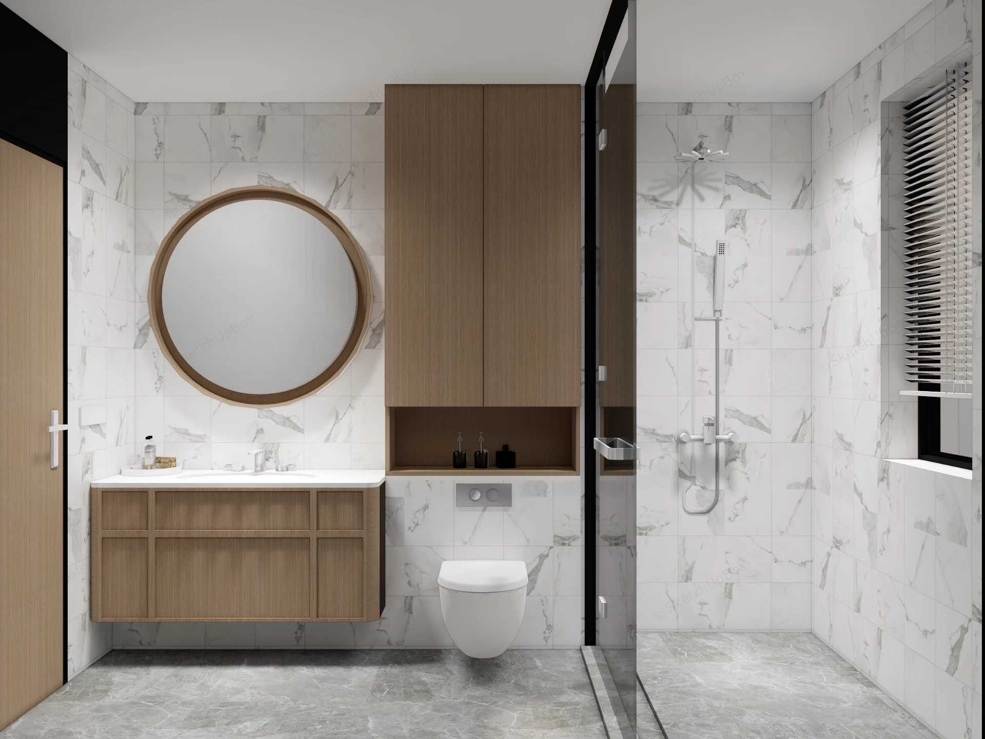 Modern Organic Minimalist Style Bathroom sketchup model preview - SketchupBox
