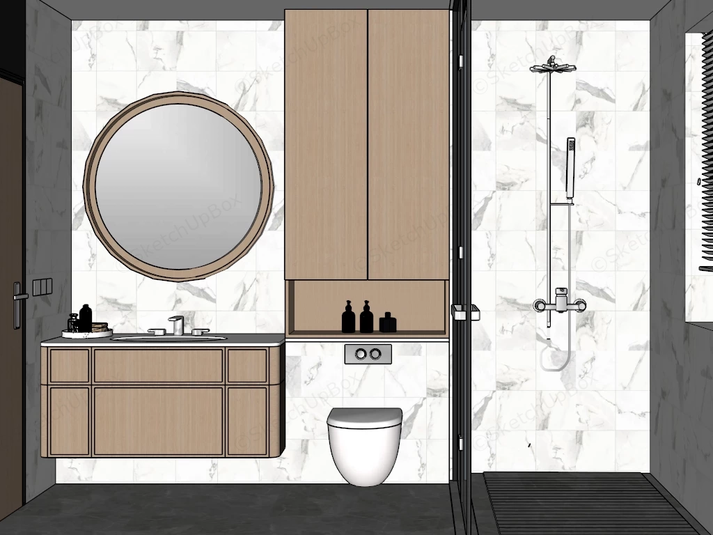 Modern Organic Minimalist Style Bathroom sketchup model preview - SketchupBox