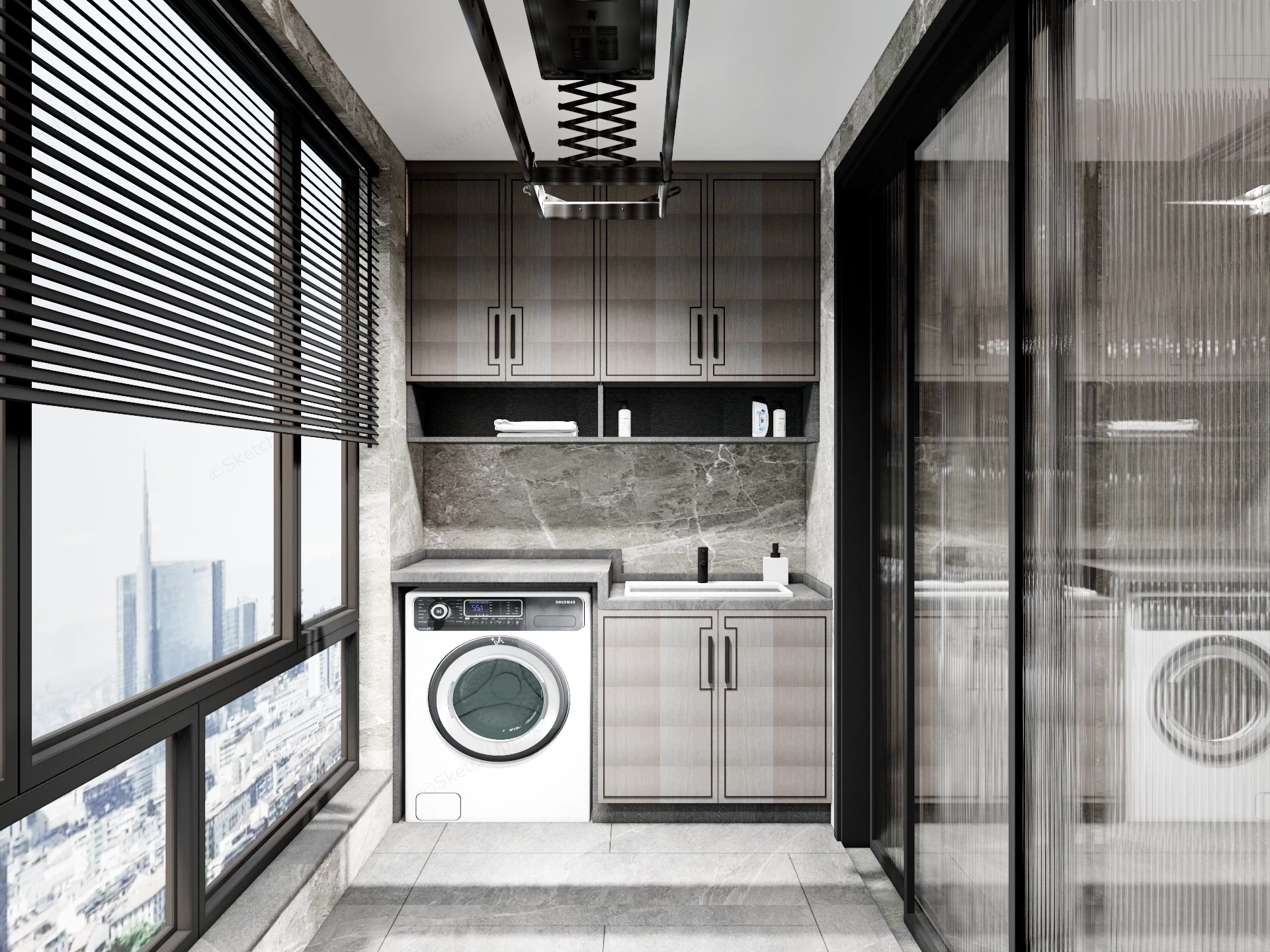 Apartment Enclosed Balcony Laundry Station sketchup model preview - SketchupBox