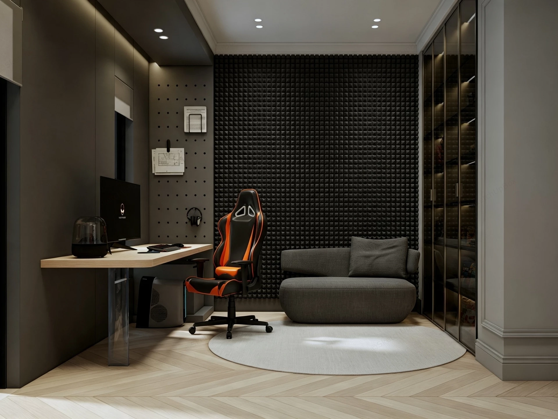 Modern Minimalist Gaming Room sketchup model preview - SketchupBox