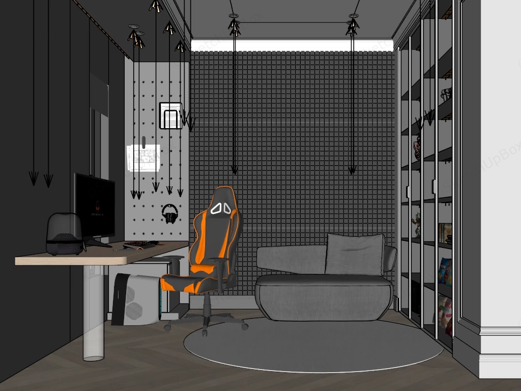 Modern Minimalist Gaming Room sketchup model preview - SketchupBox
