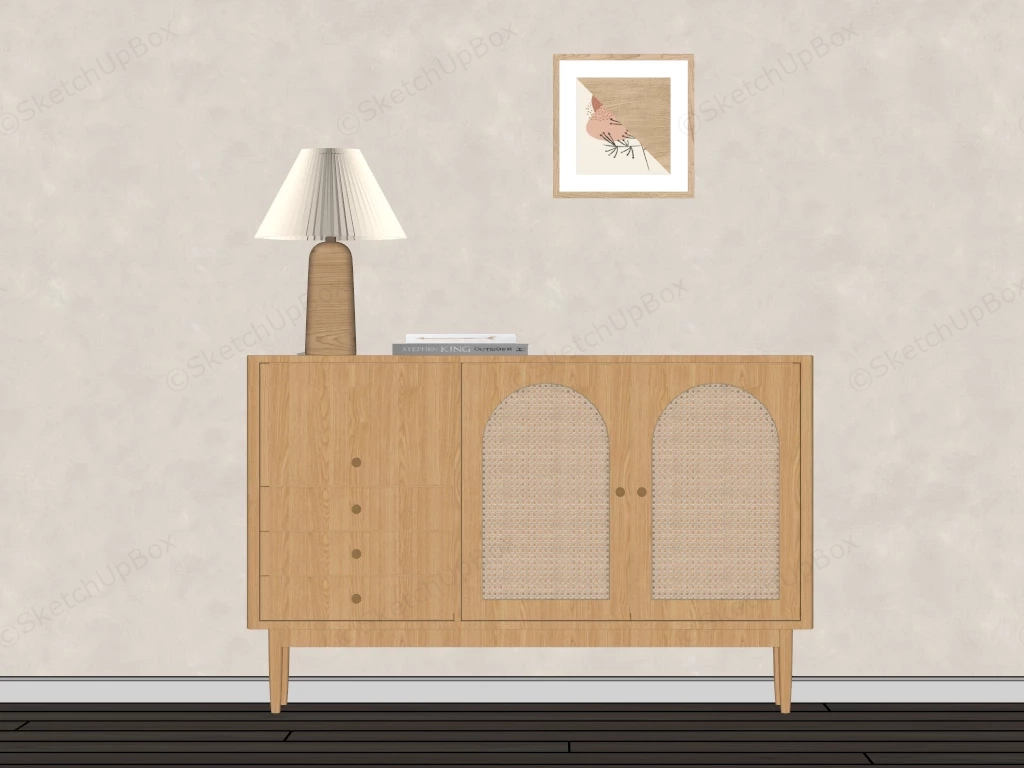Japandi Style Wood Sideboard Cabinet sketchup model preview - SketchupBox