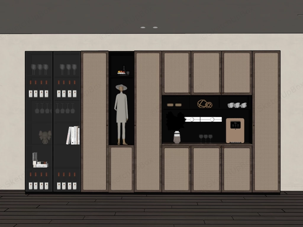 Japandi Style Dining Room Sideboard sketchup model preview - SketchupBox