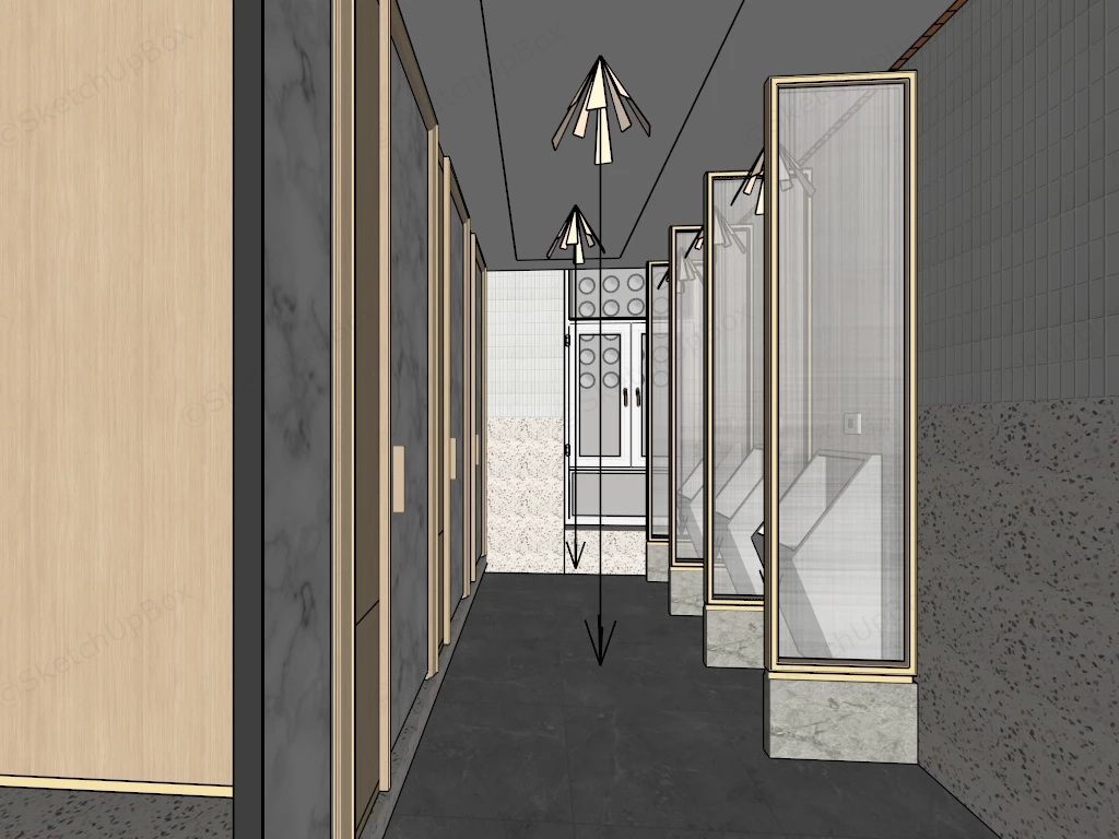 High End Commercial Restroom Interior sketchup model preview - SketchupBox
