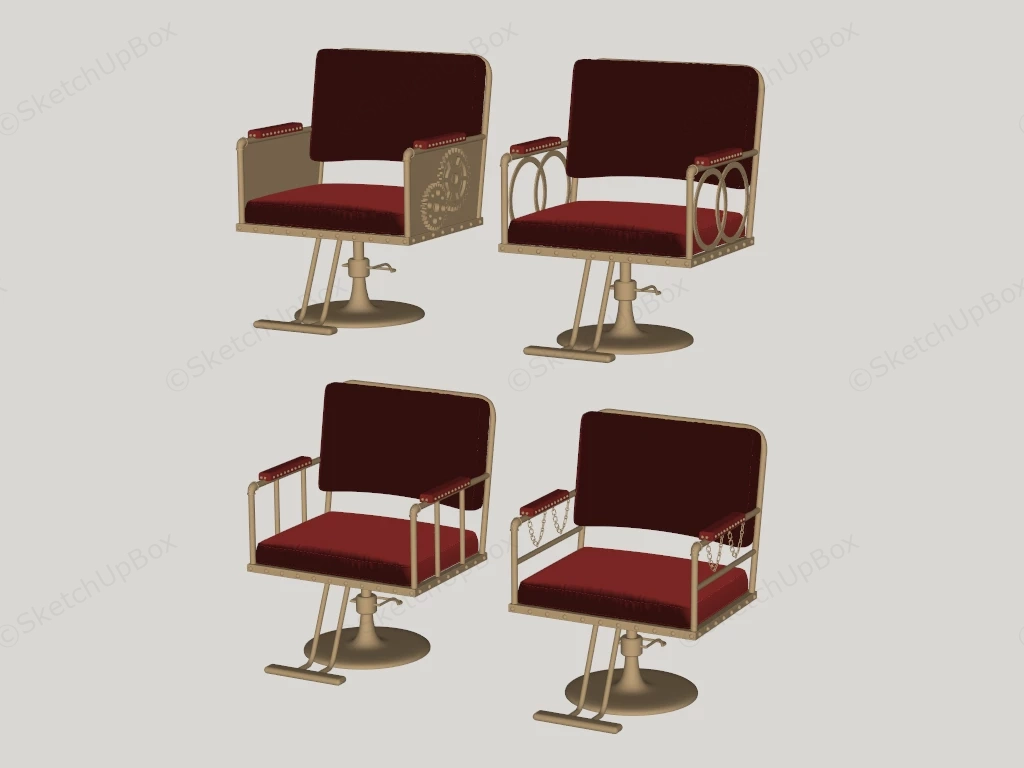 Luxury Steampunk Inspired Barber Chairs sketchup model preview - SketchupBox
