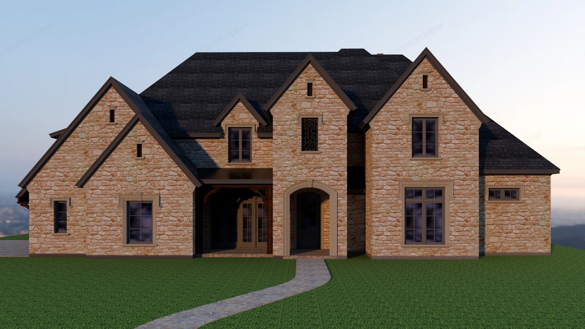English Tudor Home sketchup model preview - SketchupBox
